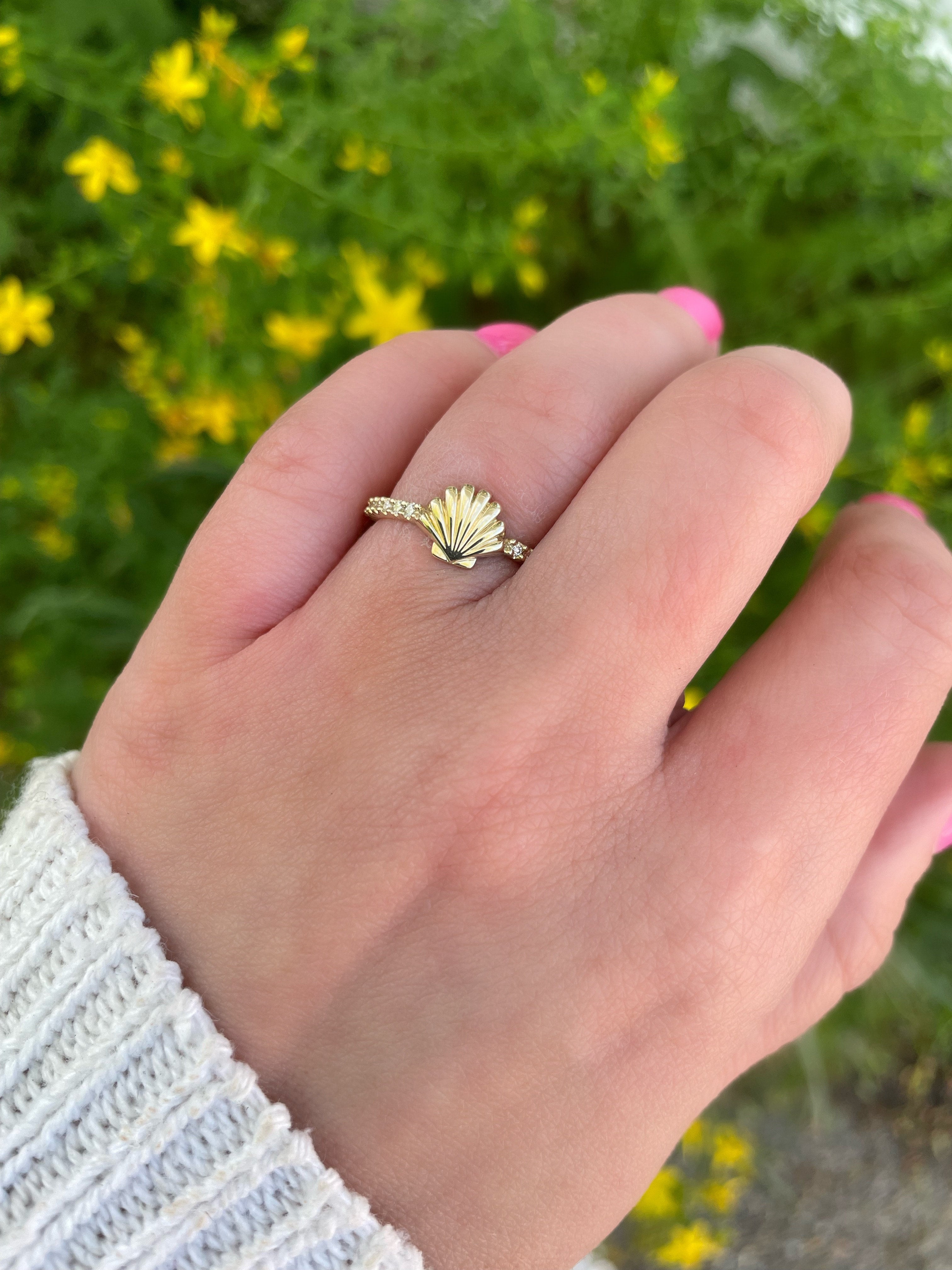 Sea Shell Gold Shell Ring Olivia Burton Yellow Gold Plated Sparkle