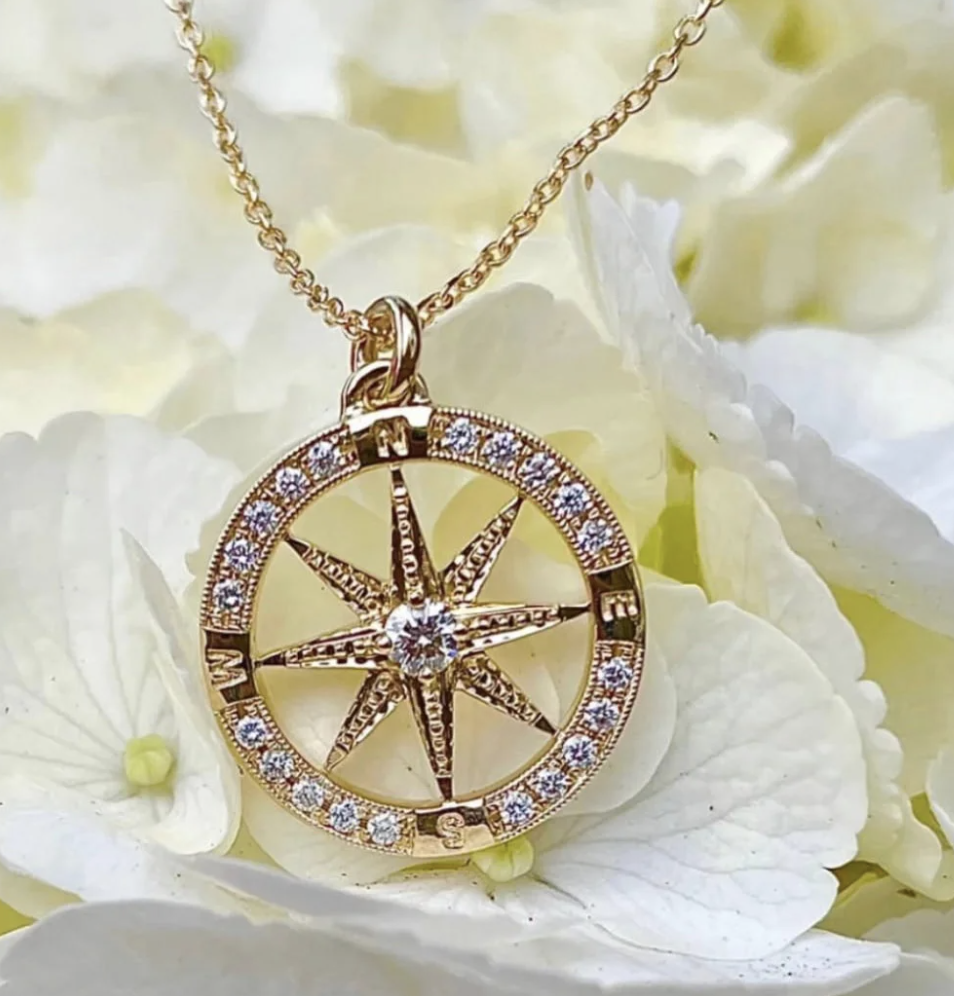 Golden 925 Sterling Silver Gold Plated Compass Pendant Unisex, Size: Free  at Rs 100/gram in Jaipur