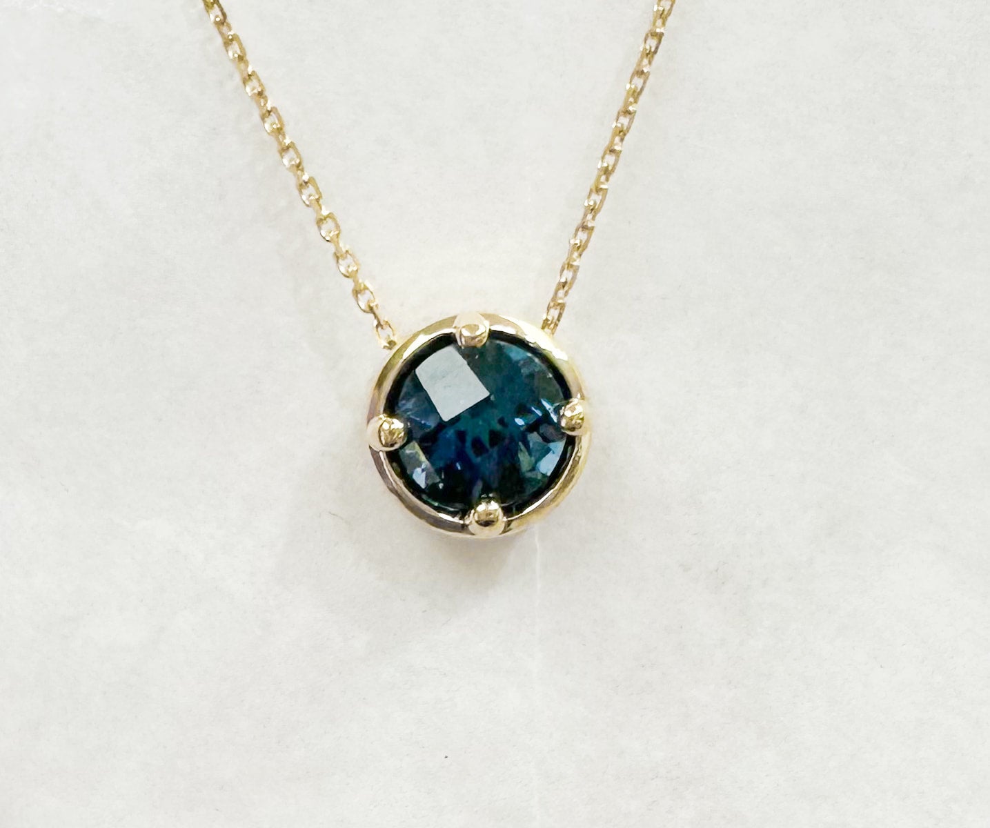14K Yellow Gold "Porthole" London Blue Topaz Necklace Coast GoldWorks