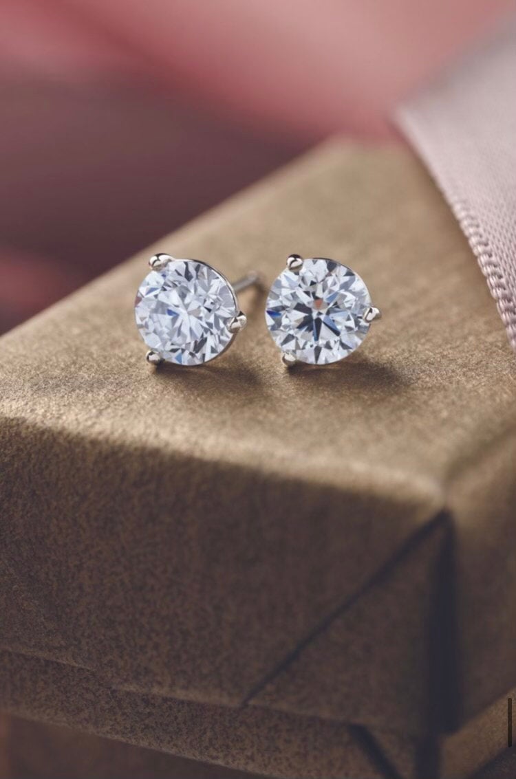 14k White Gold 1 00ct Total Weight Natural Diamond Studs F Color I1