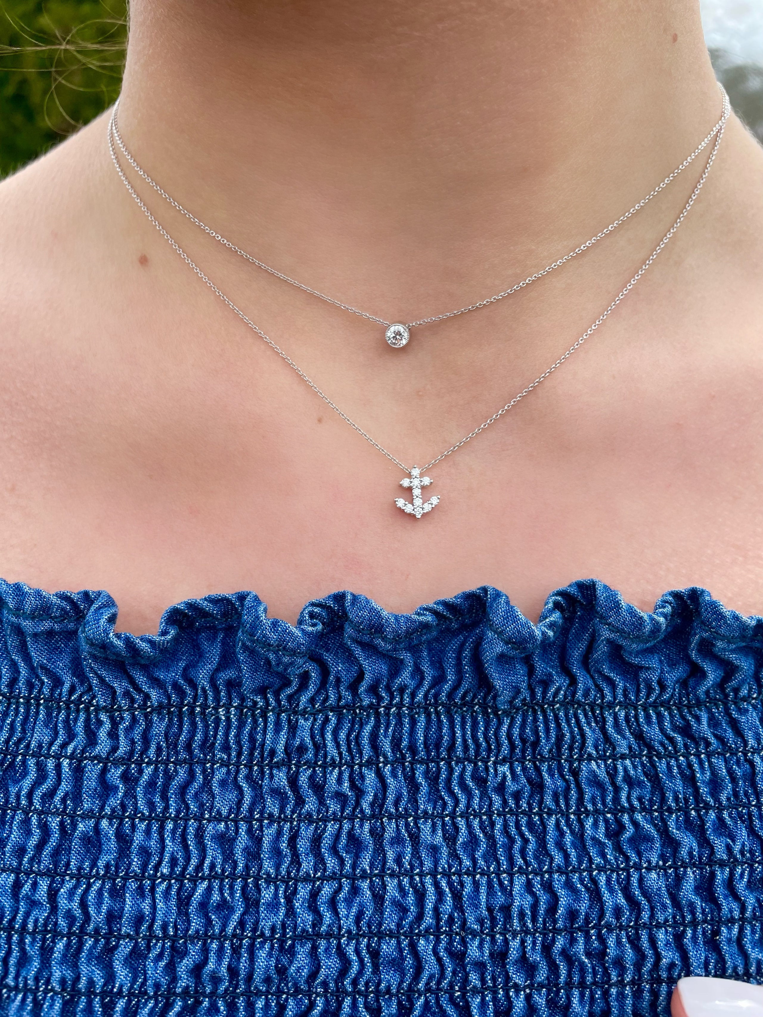 White gold anchor necklace cheap