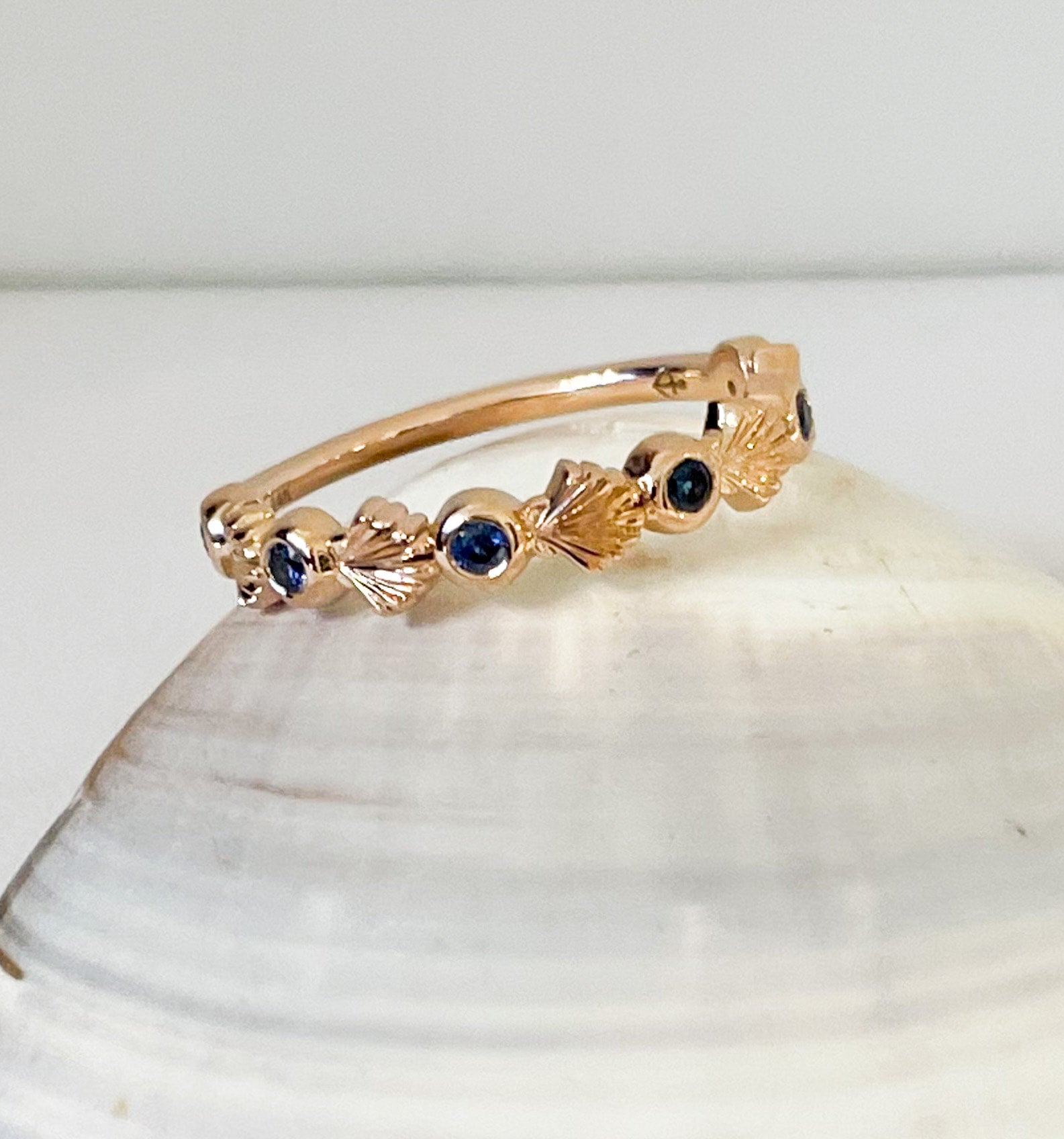 Sapphire Seashell Band (made to order) Coast GoldWorks